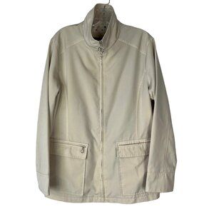 Weather Tamer Womens Zip Front Windbreaker Coat Beige Size Large
